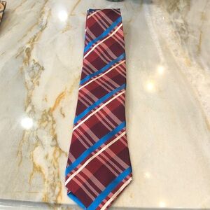 Burberry Burgundy and Blue Checkered Tie